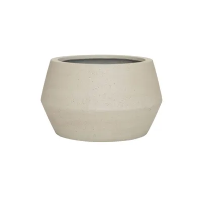 Produktbild von Pottery Pots Blumentopf Zement Harley Low S, Beige gewaschen D 36 cm H 21,5 cm Öffnung 25 cm