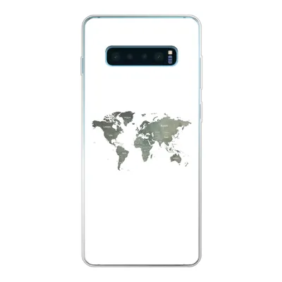 Produktbild von MuchoWow® Handyhülle Schutzhülle Hülle für Samsung Galaxy S10 Plus Weltkarte - Grün - Weiß Silikon Softcase Handy Hülle - Schutzhülle