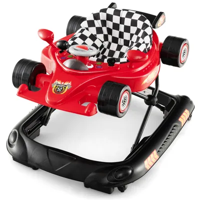 Produktbild von DREAMADE Klappbarer Lauflernwagen, Baby-Walker, abnehmbarem Musiktablett, 3 einstellbaren Höhen, gepolstertem Sitzkissen von 7–14 Monaten (Rot)