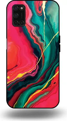 Zdjęcie produktu dla Etui na telefon Smartphonica pasujące do OPPO A52 / A72 4G / A92 z nadrukiem czerwono-zielonego marmuru - Etui z TPU z czerwono-zielonym wzorem marmuru