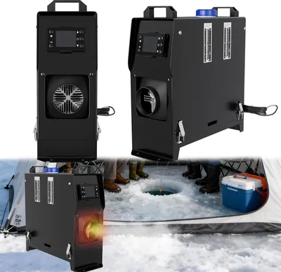 Produktbild von LARS360 Schwarz 8kW 12V Diesel-Lüfterheizer, Dieselheizung mit LCD-Display & Schalldämpfer – Vielzweck Heizgerät für Werkstatt, Lager, Stall, Camping