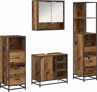 Immagine prodotto di vidaXL Set di mobili da bagno, 4 pezzi, legno massello riciclato, 65 x 33 x 60 cm