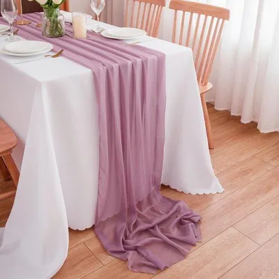 Obrázok produktu pre Šifónový obrus na stôl na svadbu, do jedálne, na oslavu, na dovolenku, na dekoráciu, 300 x 70 cm
