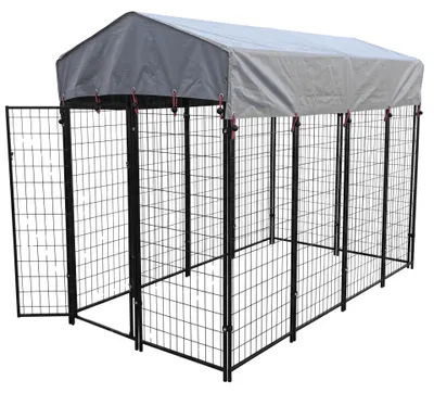 Immagine prodotto di Agrarzone Recinto per cani XL con tetto, 243x122x183 cm, box in acciaio