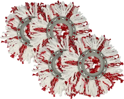 Produktbild von vhbw 4x Wischbezug kompatibel mit Leifheit Clean Twist Mop Ergo, Clean Twist Disc Mop, Clean Twist Mop Wischmopp - Ersatzkopf, Mikrofaser Rot Weiß