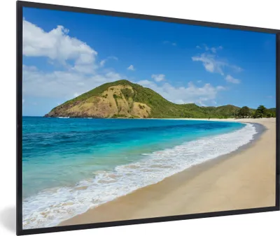 Produktbild von MuchoWow® Gerahmtes Poster Meer - Tropen - Strand - Pflanzen 90x60 cm - Poster mit Schwarzem Bilderrahmen Wandposter Rahmen Foto Bilder - Fotorahmen - Foto-Plakat