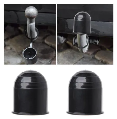 Image de Protège-attelage, lot de 2, diamètre intérieur de 50 mm, plastique ABS, couleur noire