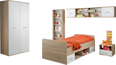 Immagine prodotto di Camera completa bambino, adolescente collezione DENVER. Armadio, Letto, libreria, comodino e scaffale