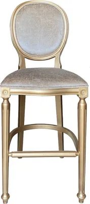 Produktbild von Casa Padrino Barock Barstuhl Gold / Gold - Handgefertigter Massivholz Antik Stil Barhocker mit Samtstoff - Barock Barmöbel