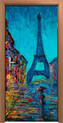 Produktbild von Türposter 90x200 cm Türaufkleber Türtapete Türfolie Klebefolie Paris Eiffel farbenfroh abstrakte