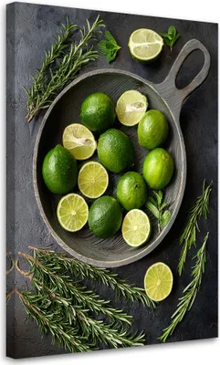 Produktbild von Leinwandbild Limette Obst Küche Bar 40x60 Feeby Grün bild für die wand bereit zum aufhängen
