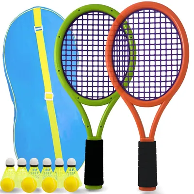Produktbild von Tennisschläger für Kinder, inklusive 4 Bälle und 6 Federbälle