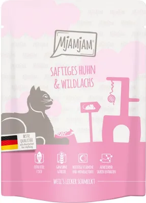 Produktbild von MjAMjAM 11404, Adult, jede Rasse, Huhn, Lachs, 300 g, Getreidefrei, Ohne künstliche Farbstoffe