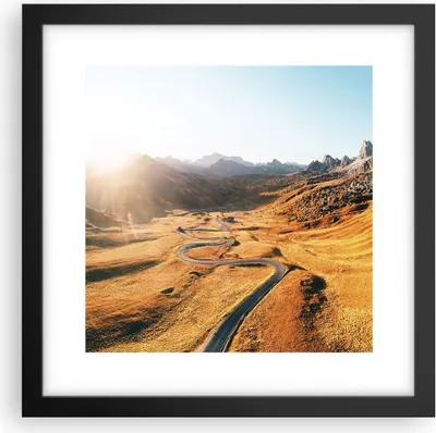 Produktbild von Gerahmtes Poster - Schwarzer Rahmen - Sonne Berge Weg - 30x30 cm - Wand Bild - Wanddeko - Wandbilder - Kunstposter - Wandposter - Bilderrahmen - Bilder - Kunstdruck - Wanddekoration - P2BAC30x30-4836
