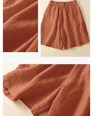 Productafbeelding van Currero Korte Broek Linnen Vrouwen Oranje Rood M