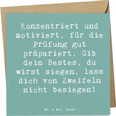 Produktbild von Mr. & Mrs. Panda Grußkarte Spruch Prüfungen bestehen - Meeresbrise - Geschenk, Vertrauem, Trost, Zweifel besiegen, Klappkarte, Zuversicht, Selbstvertrauen, doppelkarte
