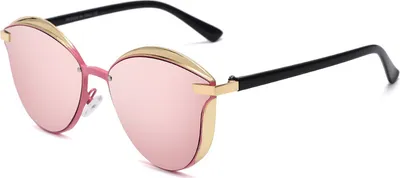 Zdjęcie produktu dla INF Stylowe Okulary Przeciwsłoneczne z Lustrzanymi Szkłami i Złotą Oprawką Różowy