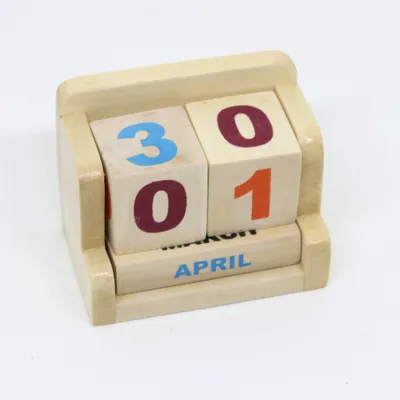 Minimalistischer ewiger Holz-Blockkalender für Schreibtisch, natur