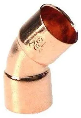 Produktbild von Kupfer-Rohrverbindungsfitting 32 mm, 45 Grad Winkel, großer Radius