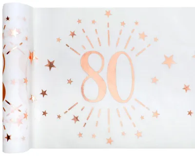 Produktbild von 80. Geburtstag roségold Tischläufer 5 m x 30 cm Zahl 80