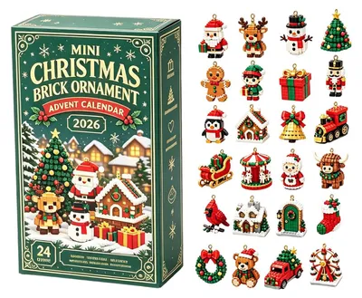 Imagen del producto de 3D Calendario de Adviento 24 Días Navidad Ladrillos Adornos 24 Kits de Construcción para Colgar Talla Única A