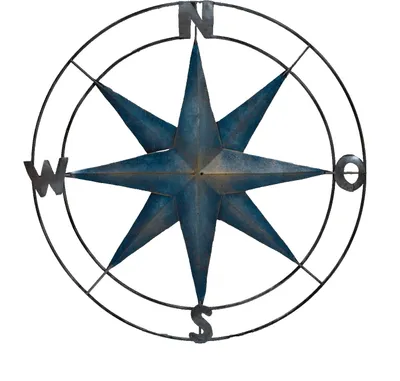 Produktbild von Wanddeko Kompass Metall Windrose Maritim Wandbild Deko Stern Skulptur Figur