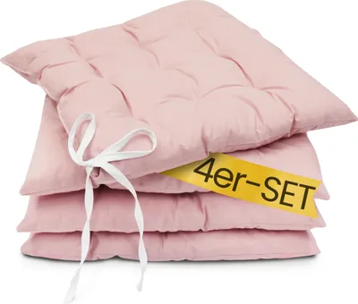 Produktbild von Amilian Stuhlkissen 4er set 40x40 mit Band - Sitzkissen Outdoor Indoor - Sitzkissen 40x40 - Sitzpolster Outdoor - Sitzpolster Outdoor / Lachs