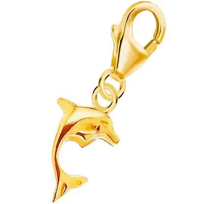 Charm Anhänger Delfin in strahlendem Gelbgold I Ozean Echtschmuck