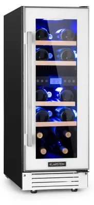 Image de Klarstein Cave a Vin Encastrable, Caves à Vin de 53L avec une Porte en Verre, Cave a Vins à Double Zone, Bar Intérieur/Extérieur, Frigo Vin, Cave a Vin de Vieillissement, Cave à Vin 17 Bouteilles