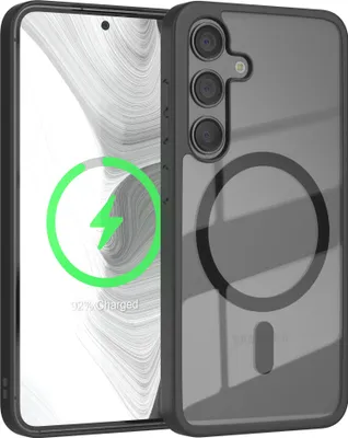 Produktbild von EAZY CASE Clear MagSafe Case für Samsung Galaxy S24, Qi-Charging, Silikon mit Kameraschutz, Bumper Case in Schwarz