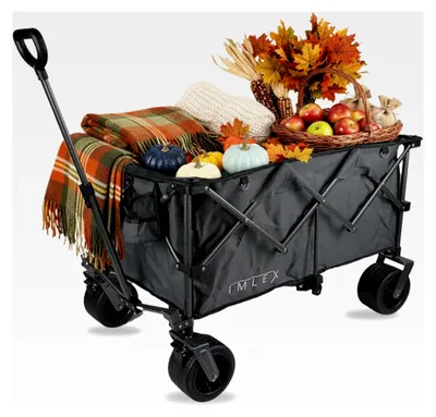 Produktbild von Faltbarer Bollerwagen XXL Handwagen | 190L | Tragkraft 120KG | Breite Reifen für Gelände, geeignet als Strandwagen, Gartenwagen für Festivals, Camping und Outdoor (Anthrazit)