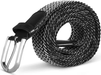 Immagine prodotto di cintura elastica hemmy (lunghezza: 105cm) cintura intrecciata bianca e nera - cintura in tessuto elastico cintura elastica senza fori unisex regolabile all'infinito