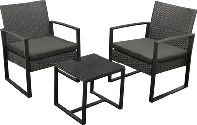 Produktbild von DEGAMO Gartenset Garten Garnitur Sitzgruppe Loungeset MALTA 3-teilig, Metall schwarz und Polyrattan schwarz, mit Polstern