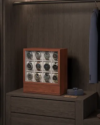 Obrázek produktu pro SONGMICS Box na hodinky Box na hodinky 12 přihrádek, box na hodinky, vertikální úložný prostor, nápad na dárek