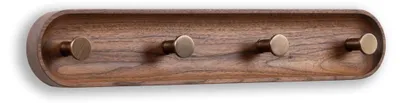Wandkapstok 4 Haken Massiv Walnussholz Messing