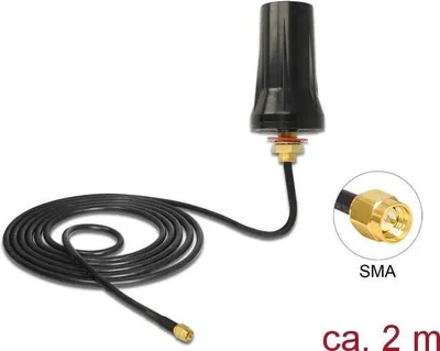 Produktbild von DeLOCK 89487, 2 dBi, 0.433 GHz, 50 Ohm, Omnidirektionale Antenne, SMA, Männlich