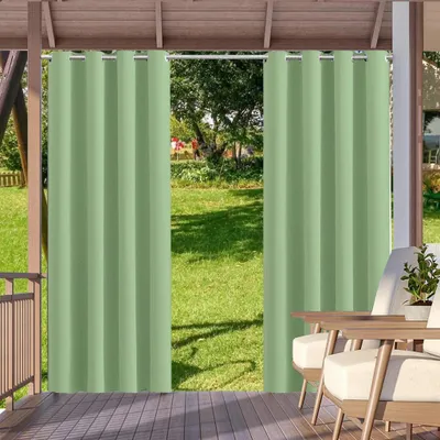 Zdjęcie produktu dla Zestaw 2 sztuk zasłon zewnętrznych – zasłony zaciemniające, nieprzezroczyste, do ogrodu, patio i balkonu, wodoodporne, chroniące przed słońcem (132 x 213 cm), jasnozielone