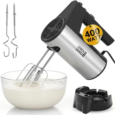 Produktbild von LEBENLANG 400W Handmixer Handrührgerät - 5 Stufen & Turbo