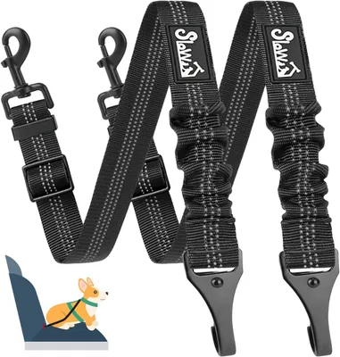 Imagen del producto de Arnés de seguridad para perros, elástico, 2 unidades, ajustable de 53 a 70 cm, ideal para el asiento trasero y el maletero del coche