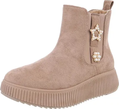 Produktbild von Ital-Design Damen Stiefeletten Chelsea Boots Keilstiefeletten Leicht gefüttert Wildlederoptik Plateaustiefeletten 90458023 Hellbraun Gr.  41