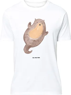 Produktbild von Mr. & Mrs. Panda Größe M T-Shirt Otter Umarmen - Weiß - Geschenk, Hallo, Seeotter See, mit Spruch, glücklich, Herren, Tshirt, Shirt, gut Gelaunt, Optimistisch