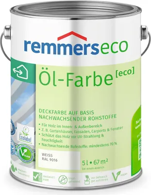 Produktbild von Remmers Öl-Farbe [eco] weiß (RAL 9016) 5 l, Holzlack