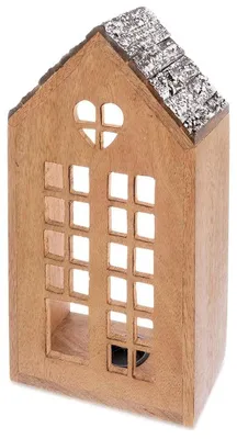 Produktbild von Orion | Teelichthalter Haus Mangoholz Braun 38,5 cm Winterdeko