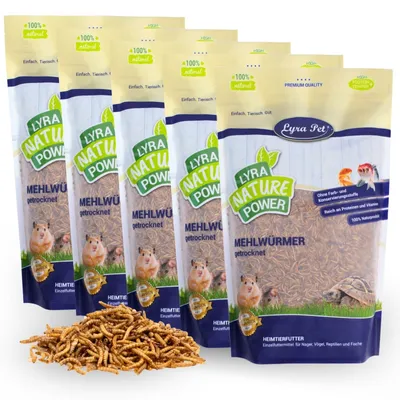 Produktbild von 5 x 10 Liter Lyra Pet® Mehlwürmer getrocknet im Beutel