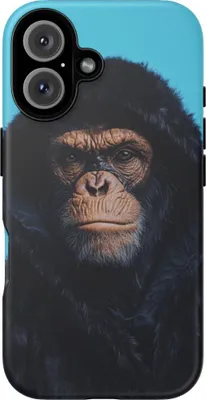 Produktbild von Affenmotiv im schwarzen Hoodie – Handyhülle Kompatibel mit iPhone 16