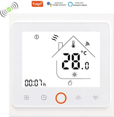 Produktbild von Digital LCD Tuya WiFi Raumthermostat, Programmierbares Thermostat 16A Fussbodenheizung Temperaturregler Wandthermostat Innenthermometer BHT-002GBLW-W