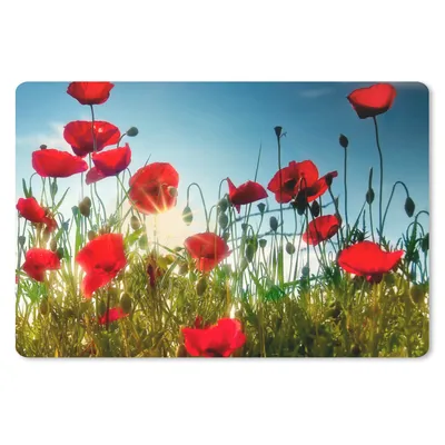 Produktbild von MuchoWow® Mauspad Mousepad Mohnblumen - Toskana - Sonne - Rot - Blau 27x18 cm - Mousepads - Maus Mat - Pad - Mausunterlage - Büroartikel - Desk Matten