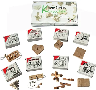 Produktbild von GICO Knobelspiel Klassiker Set 3 - 8 Geduldspiele in Geschenkverpackung - 2182