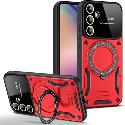 Produktbild von Rüstung Handyhülle für Samsung Galaxy A54 Dual-Layer Magnetisches Ringhalter Ständer Hülle Rot