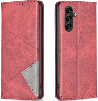 Produktbild von Mobigear Rhombus Slim  Samsung Galaxy A55 Hülle Klapphülle - Rot